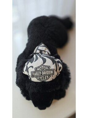 Vintage Harley-Davidson Black Lab Dog Plush Stuffed Animal - Biker Bandana 20"